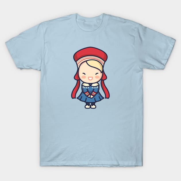 Cute Norwegian Girl in Traditional Clothing T-Shirt by SLAG_Creative